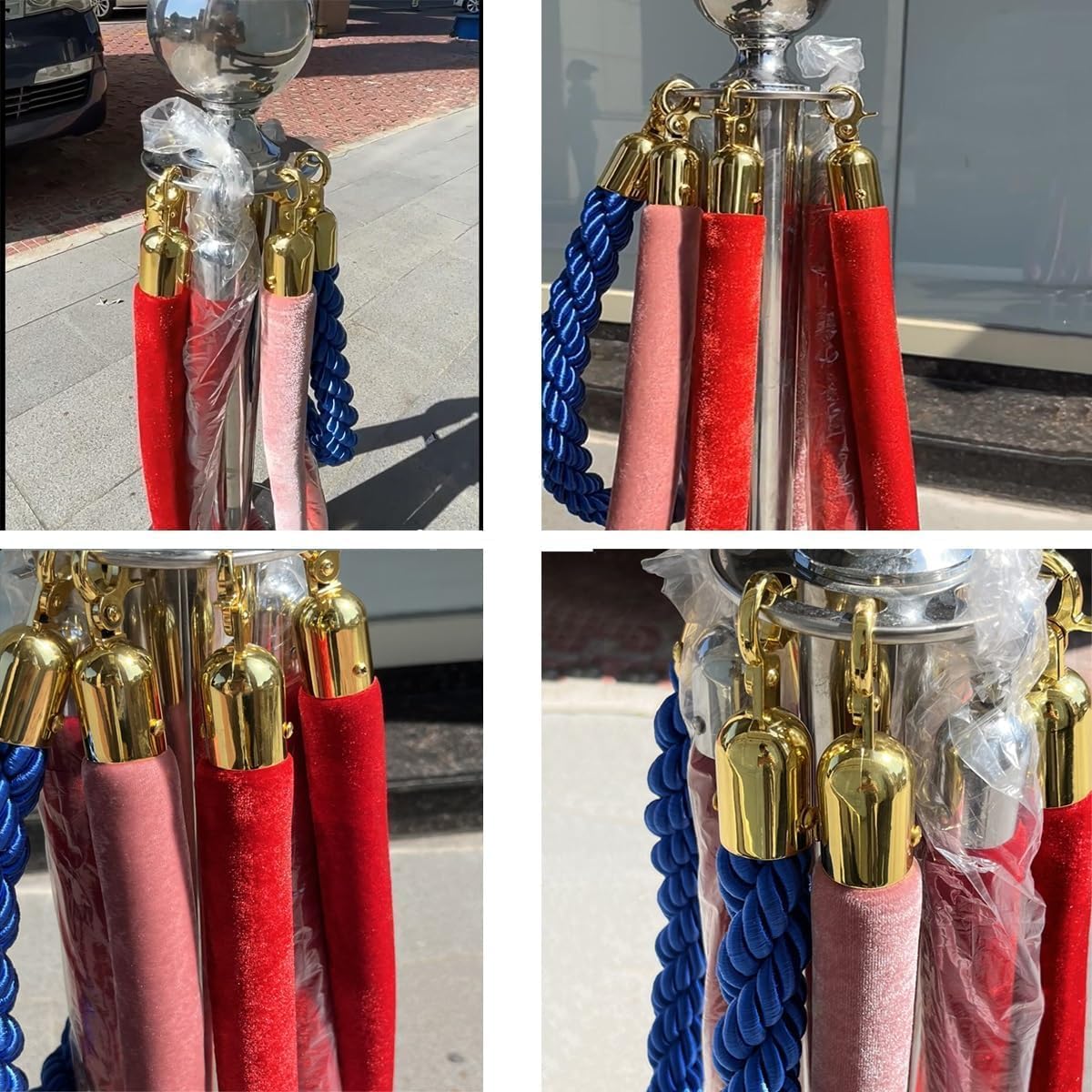 Premium Velvet Queue Rope with Polished Hooks, 3/4/5 Ft Crowd Control Barrier for Stanchions, Ideal for Theaters & Events (Grey, 0.9m/3ft)