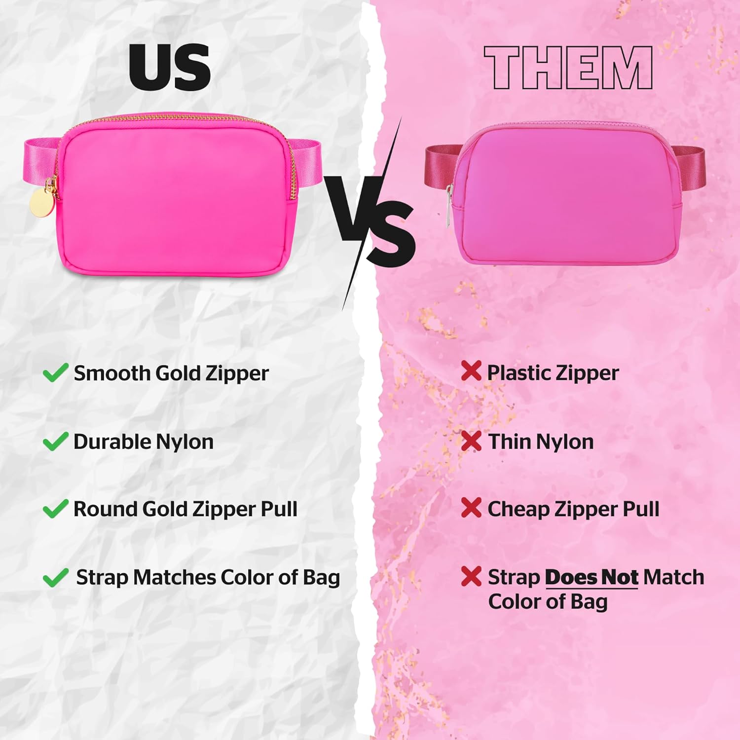 Hot Pink Belt Bag for Women & Girls – Stylish Fanny Pack, Crossbody Waist Bag, Fashionable Everywhere Belt Bag, Trendy Cross Body Fanny Pack for Travel & Daily Use - Image 6