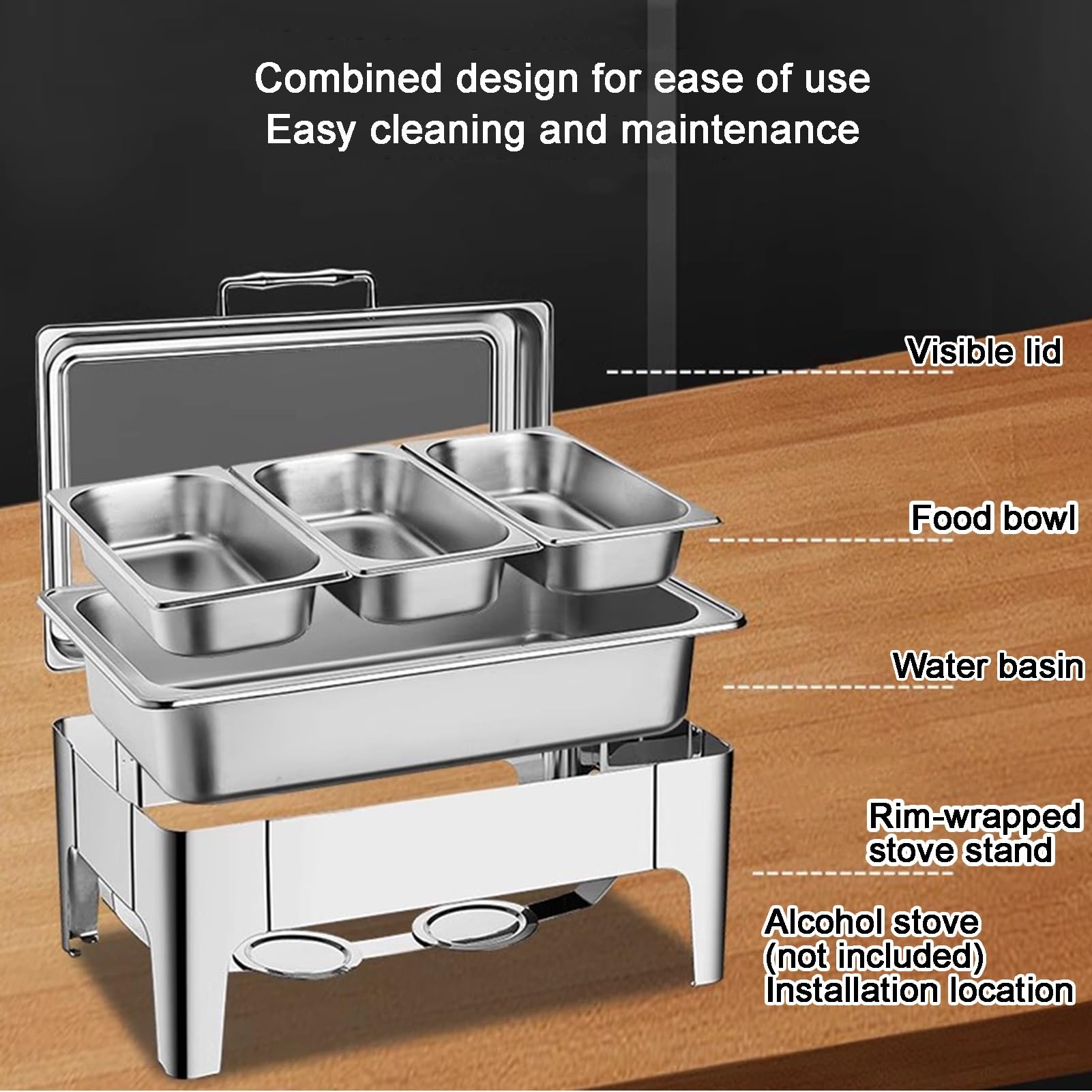 Sfregando Piatti Per Buffet, Piano Di Lavoro Cibo Servizio Display Contenitore, Condimento Distributore Vassoio, Ristorante Hotel Cibo Display Rack Padelle(B-6.5 cm/1 grid)
