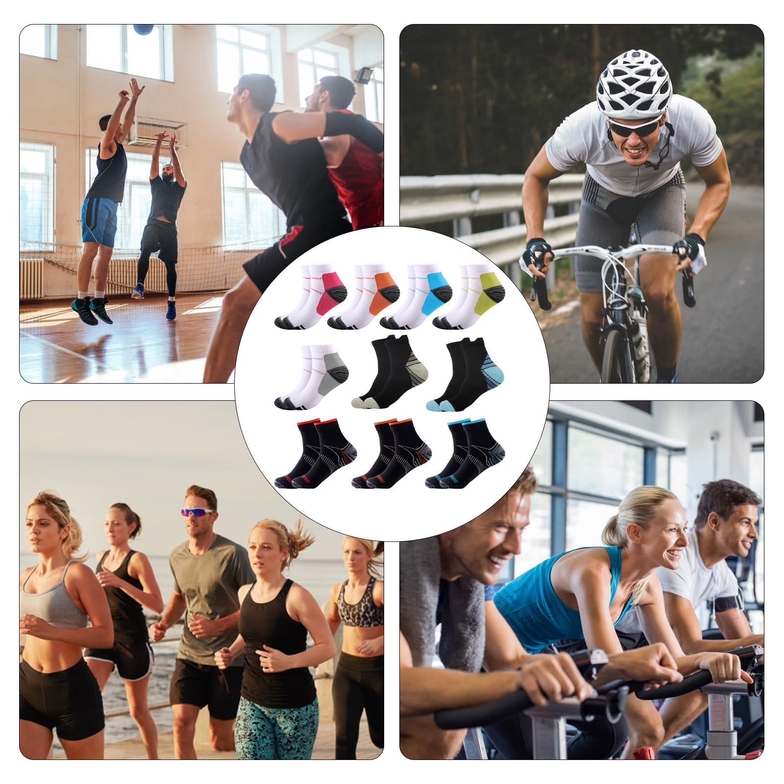 10 Pares de Calcetines de Compresión para Hombre/Mujer, Deportivos para Fascitis Plantar, para Correr