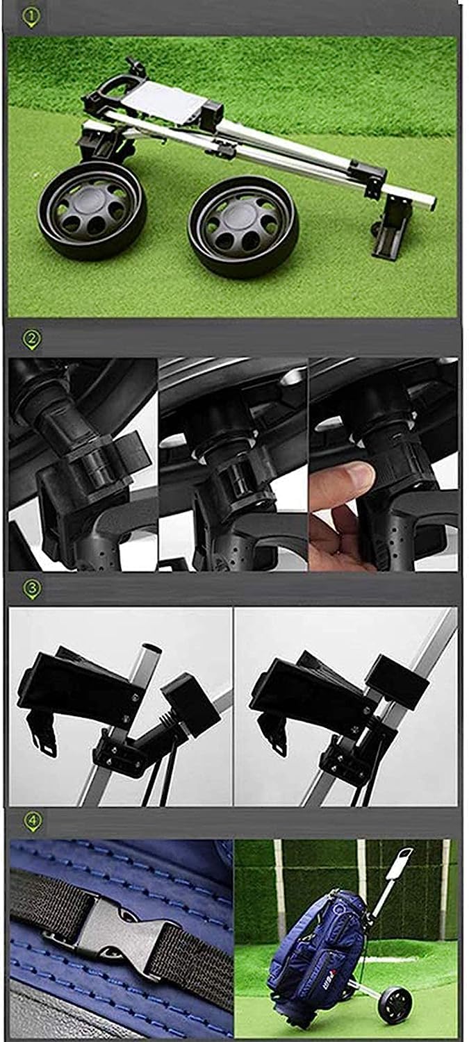 2 Wheel Foldable Golf Push Cart Foot Brake Lightweight Golf Carts, Push Pull Golf Trolley Compact Pull Easy to Open and Close