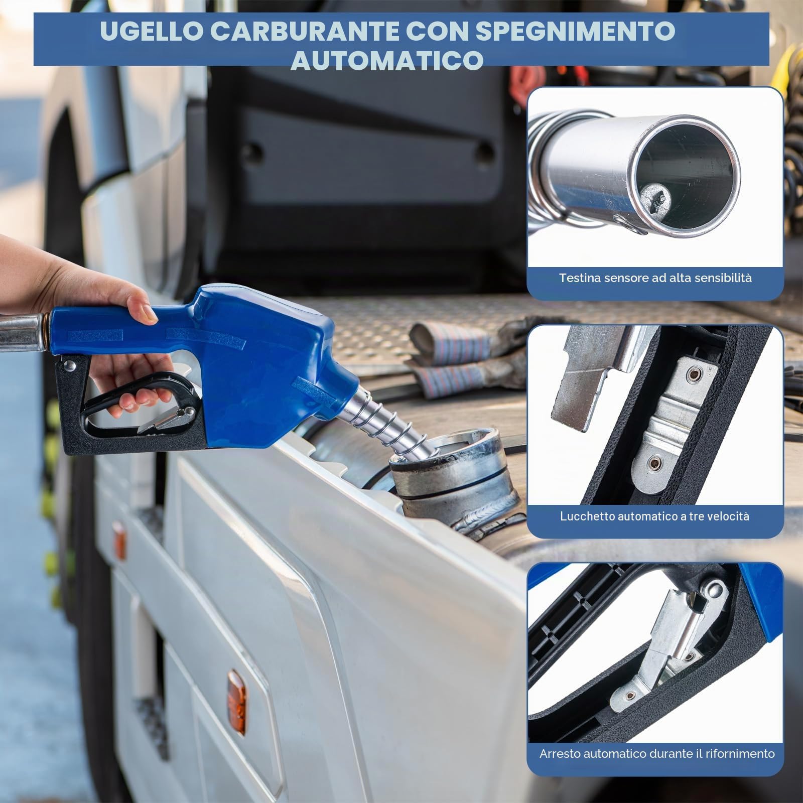 Pompa di trasferimento diesel con ugelli di spegnimento automatico 12V 260W Pompa di trasferimento del carburante elettrica Pompa di aspirazione dell'olio 45L/Min con motore in rame