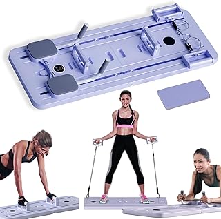 Lhanel - Juego de tabla de pilates multifuncional para entrenamiento de núcleo, rodillo de rueda abdominal, entrenador de abdominales, tabla de ejercicio plegable