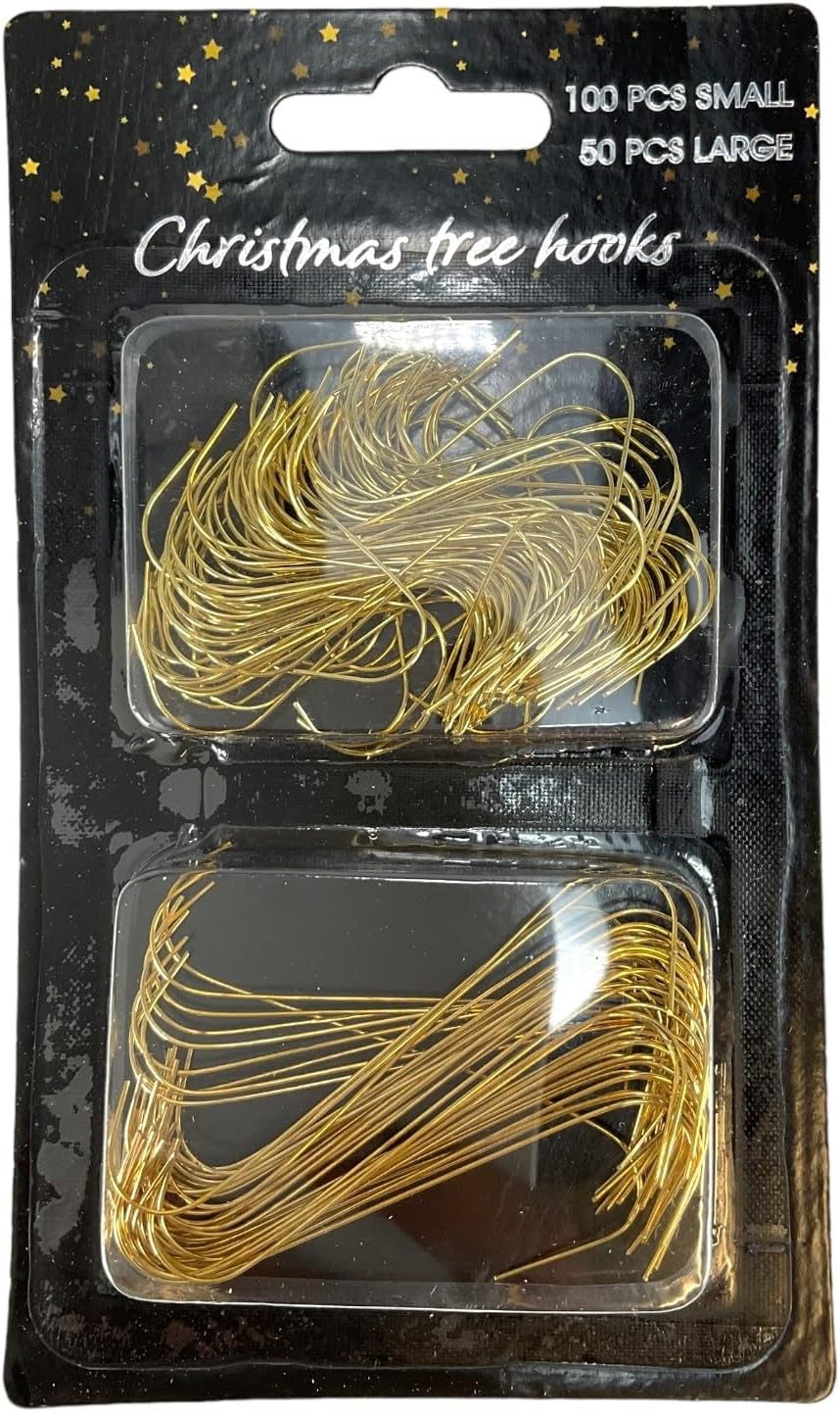Pinnacle Peak Trading Company 150 Piece Large and Small Gold Metal Christmas Tree Ornament Hooks