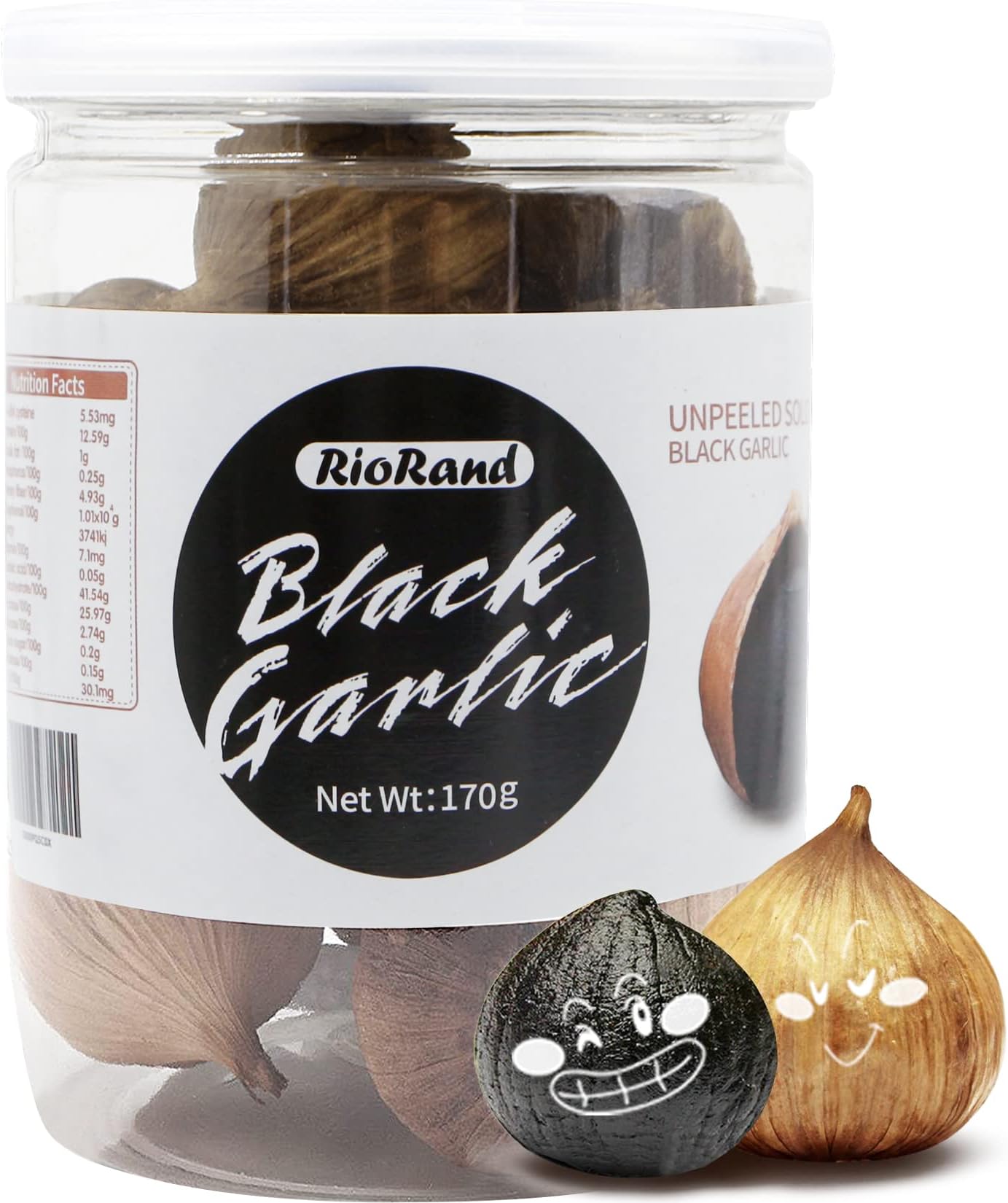 Black Garlic 170g Whole, 90-Day Aged 0.37 Lbs Jar, No Added Preservatives, Ready to Eat