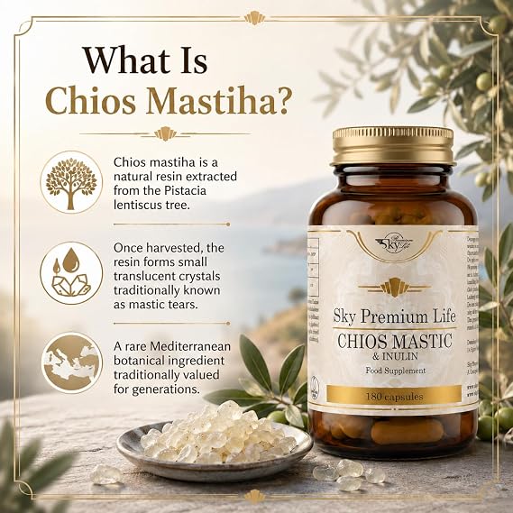 Sky Premium Life Chios Mastic Gum 180 Capsules with Prebiotic Inulin