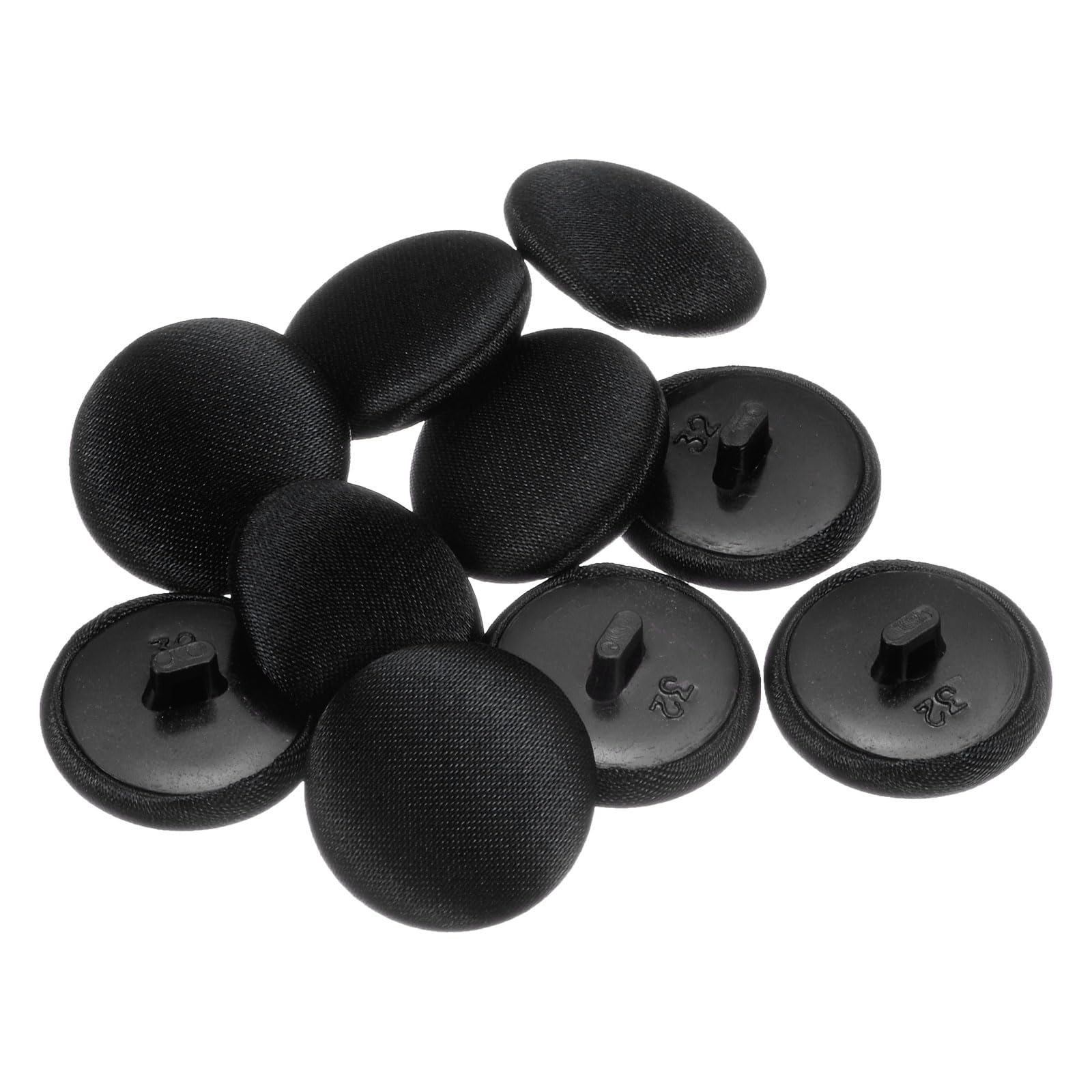 sourcing map 10pcs 32L Fabric Cloth Covered Button 20mm Round Plastic Sewing Buttons for Suits Dress Blouses, Black