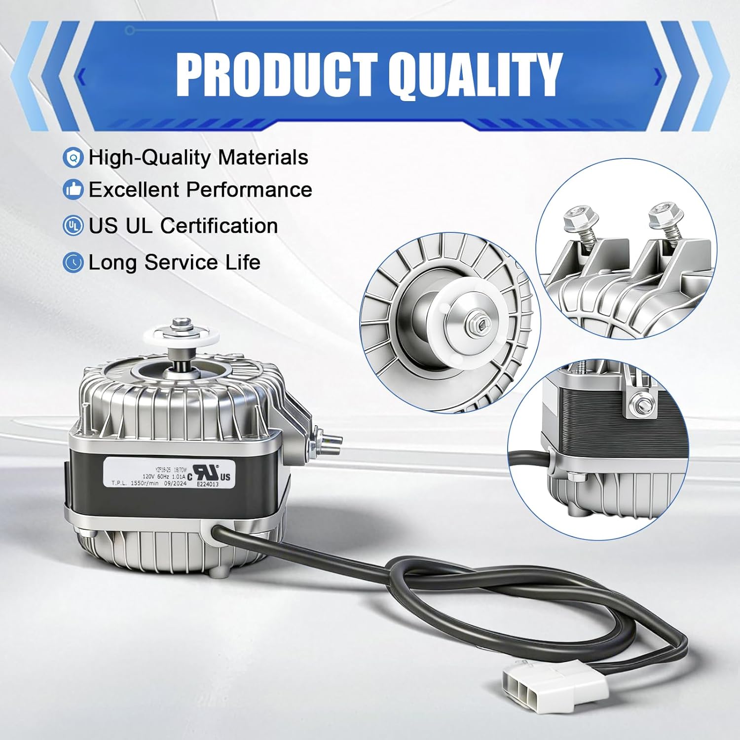 YZF18-25 Electric Fan Shaded Pole Motor 120V 60Hz 1.01A 18W AC Fan Motor for Small Ventilation Equipment,Refrigeration Equipment Radiator Evaporator (YZF18-25)