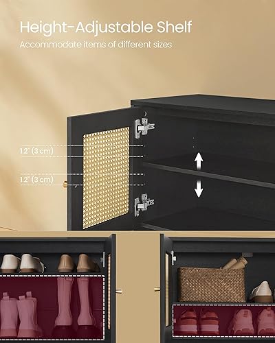 Miniatura 5 de VASAGLE Gabinete de zapatos de ratán natural de 3 niveles, gabinete de almacenamiento de zapatos de 16 pares, organizador de zapatos de estilo