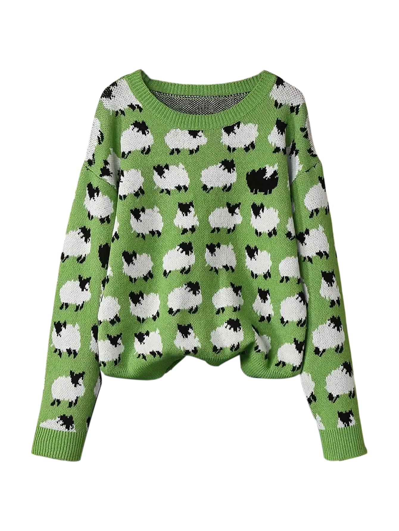Womens Sheep Graphic Sweaters Crew Neck Long Sleeve Pullover Jumpers Cute Pullovers