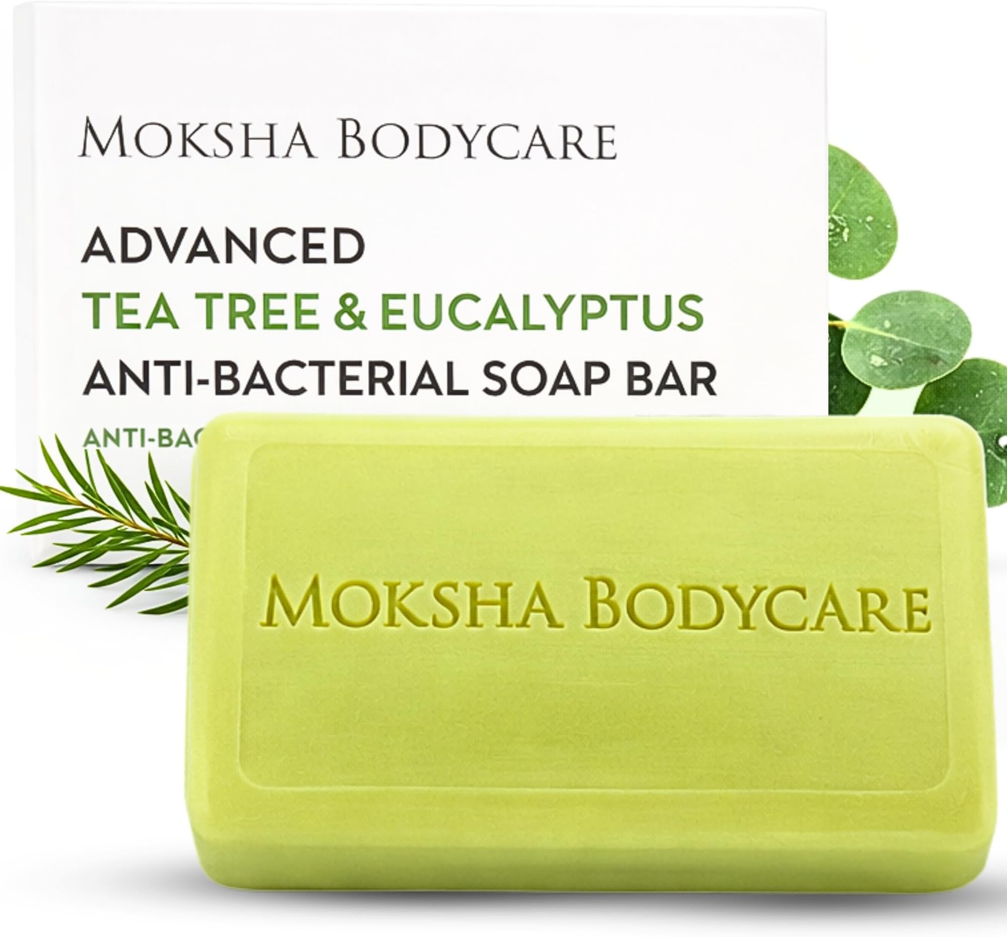 Tea Tree and Eucalyptus Soap Bar - [Made In U.K] Anti Acne Body Wash for Men Women Sensitive Skin Tea Tree Antifungal Soap Mens Face and Body Soap Bar for Acne Spots Blackheads- 100g