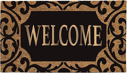 Evergreen Flag Tapete metálico de bienvenida de goma de coco de 16 x 28 pulgadas, colorido, elegante y duradero, tapete para puerta y piso para