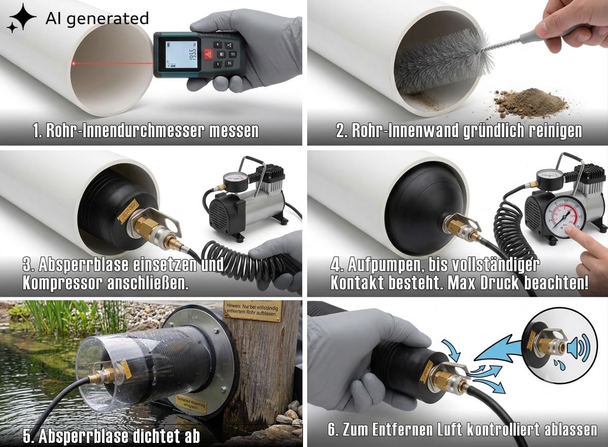 Soplador De Sellado tapones de tubería Prueba PLUG LARGO Variable 150-300