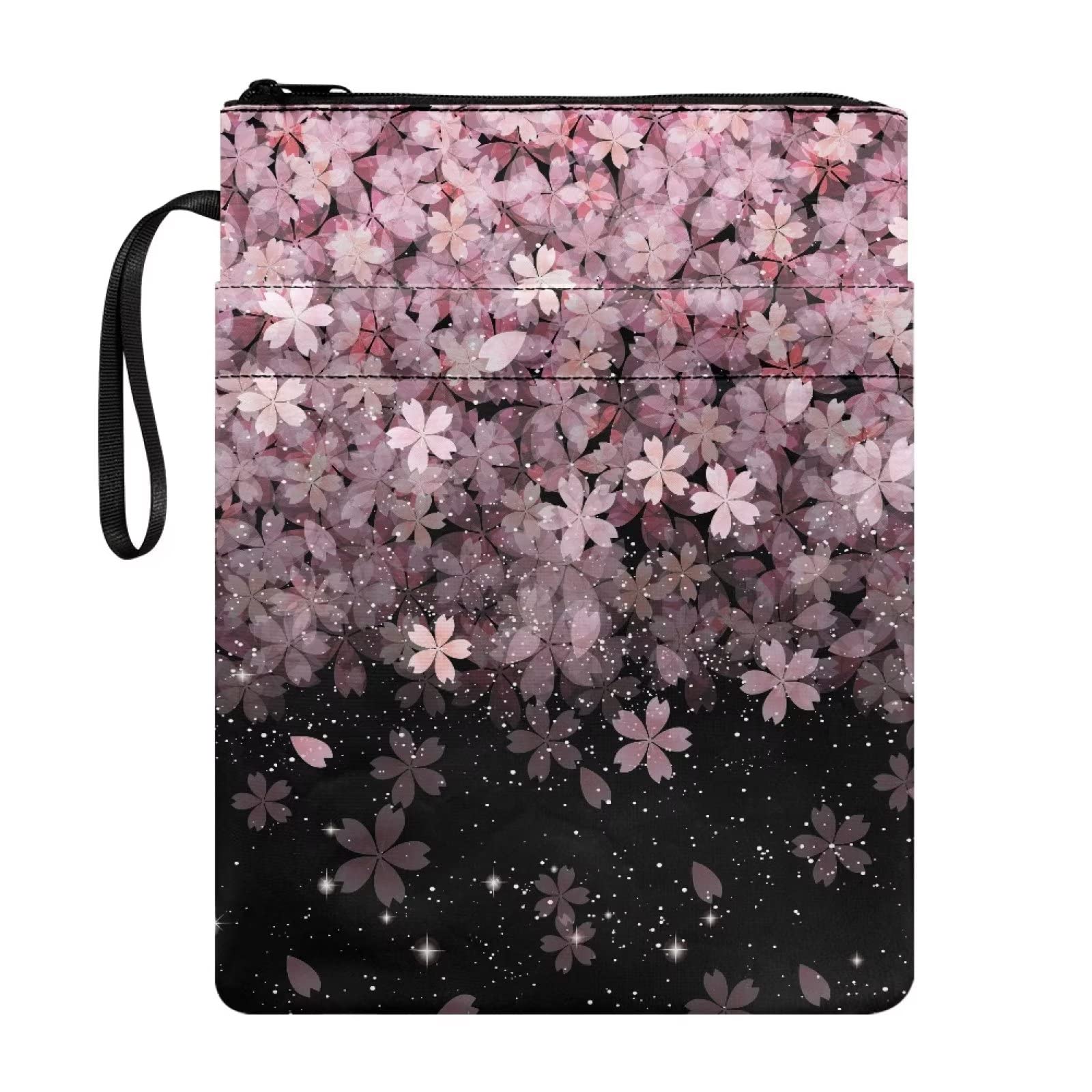 Talayituse Cherry Blossom Print Book Sleeve with Zipper Book Cover for Book Lovers Book Protector Washable Multifunctional Book Pouch Fits Most