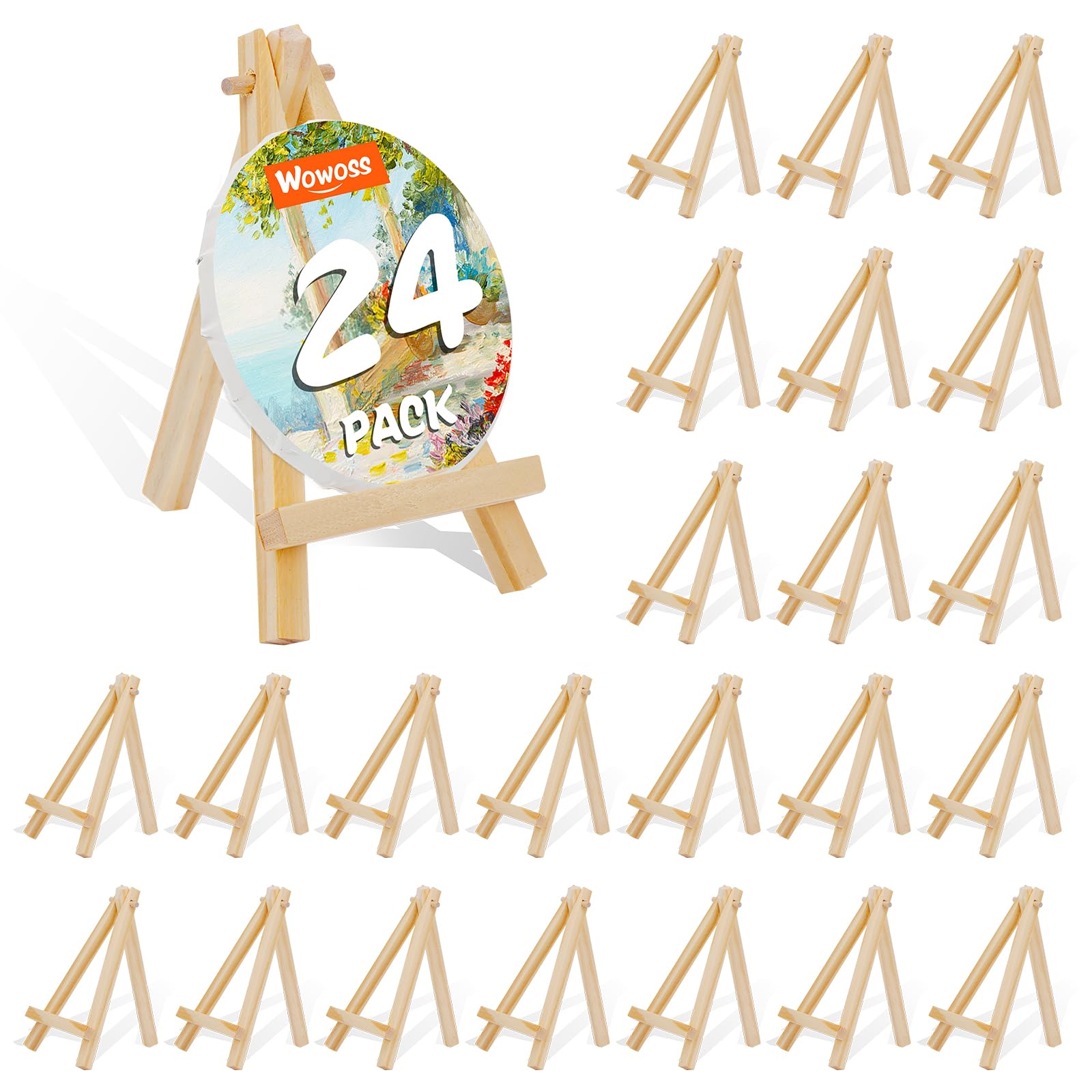 24Pcs 3×5in Wooden Tabletop Art Display Easels