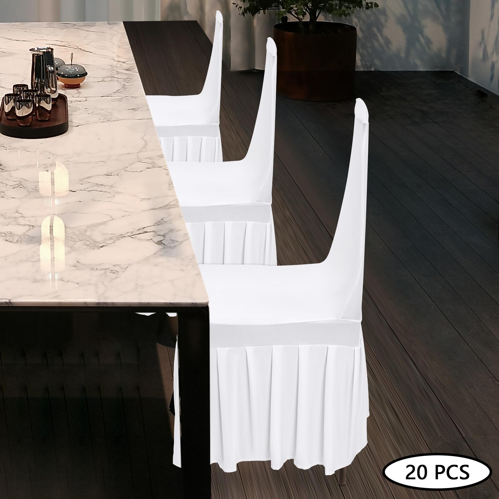 20 coprisedia universali con gonna, rimovibili, lavabili in stile rock, per casa, matrimonio, cerimonia e riunioni, bianco/oro/nero (bianco)
