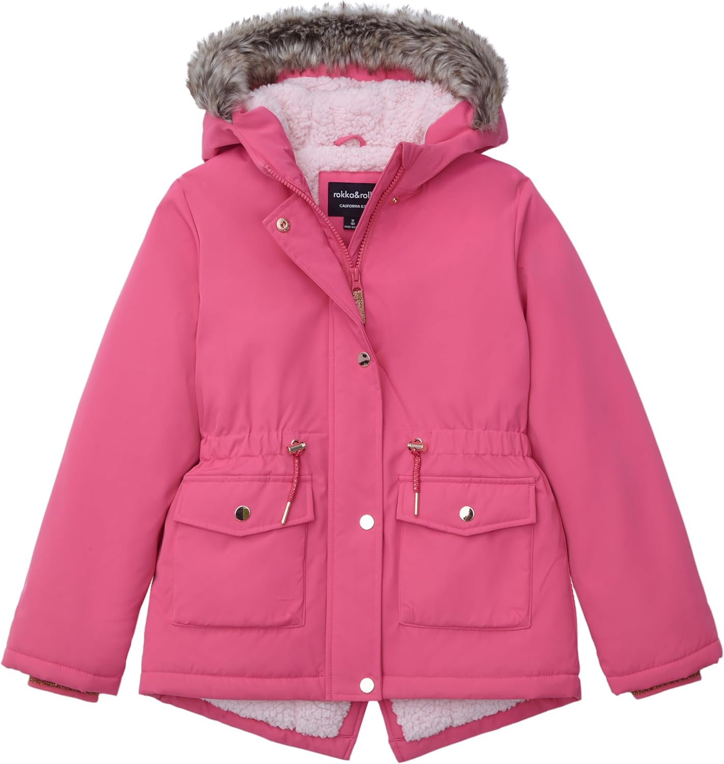 Rokka&Rolla Girls' Water-Resistant Sherpa Fleece Lined Puffer Jacket Winter Parka Coat