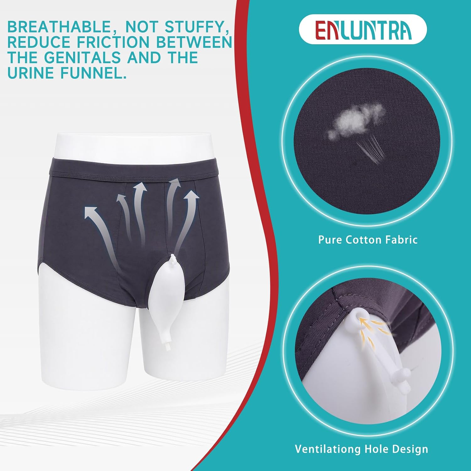 Urine Collector, Incontinence Pants, Wearable Urine Collection Bag for Men, Men's Portable External Catheter with Two 500ml Urine Bag Reusable, Portable Leak Proof Leg Pee for Elder, Rock-Gray XL image 4