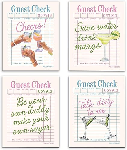 Miniatura 25 de VIIJJUE Decoración de Pared de Baño Azul, Conjunto de 4 Impresiones de Arte de Pared de Karaoke de Ducha Retro Azul para Niñas Preppy, Carteles de