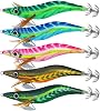 Kmucutie Squid jigs Shrimp Lures Luminous Squid jig Hook Tail Glow in Dark