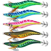 Kmucutie Squid jigs Shrimp Lures Luminous Squid jig Hook Tail Glow in Dark