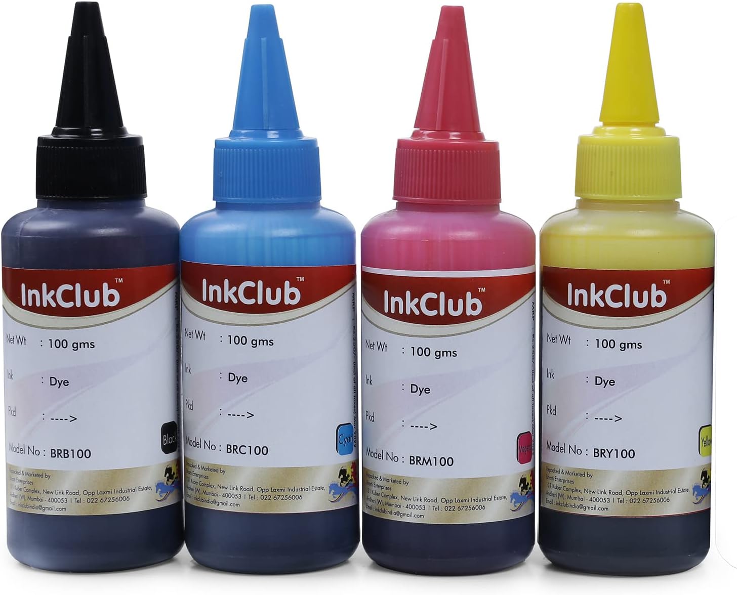 Inkclub Compatible Brother Dye Refill Ink- 100ml x 4(CMYK)