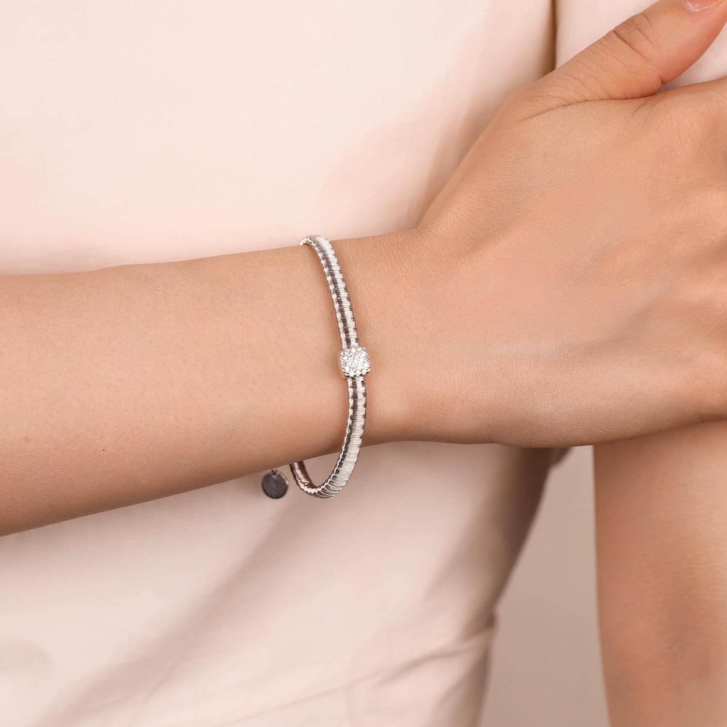 Minimalist Gold Coil Bracelet S925 Silver Adjustable Bracelet Italian Coil Craft Handmade Jewelry Christama Birtherday Gift for Women