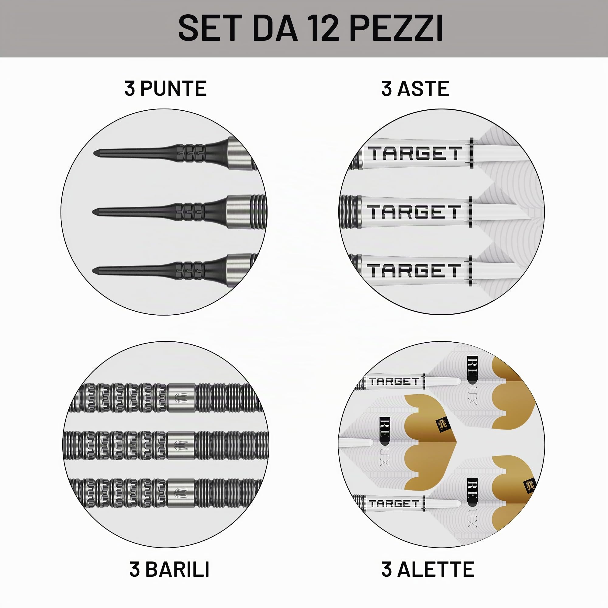 Target Darts Redux Set di Freccette con Punta Morbido (Barile 10), 18G | Freccette al 90% Tungsteno, Alette PRO Ultra N. 6, Aste PRO Grip Tag, Punte Pixel | Set di Freccette Professionali