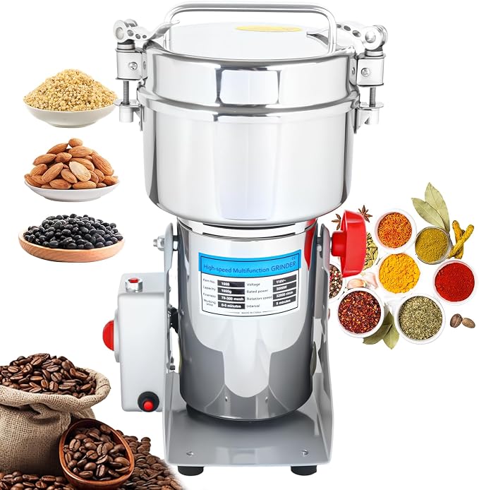 1000g Commercial Grain Grinder - 3000W Heavy-Duty Electric Mill for