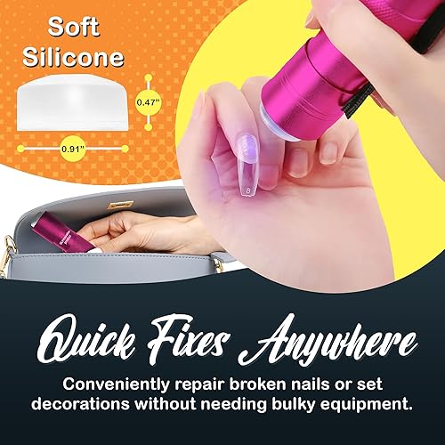 Miniatura 3 de SLinnovation - Mini luz UV para uñas de gel luz UV portátil pendiente de patente para uñas mini linterna alimentada por pilas con LED y sello de