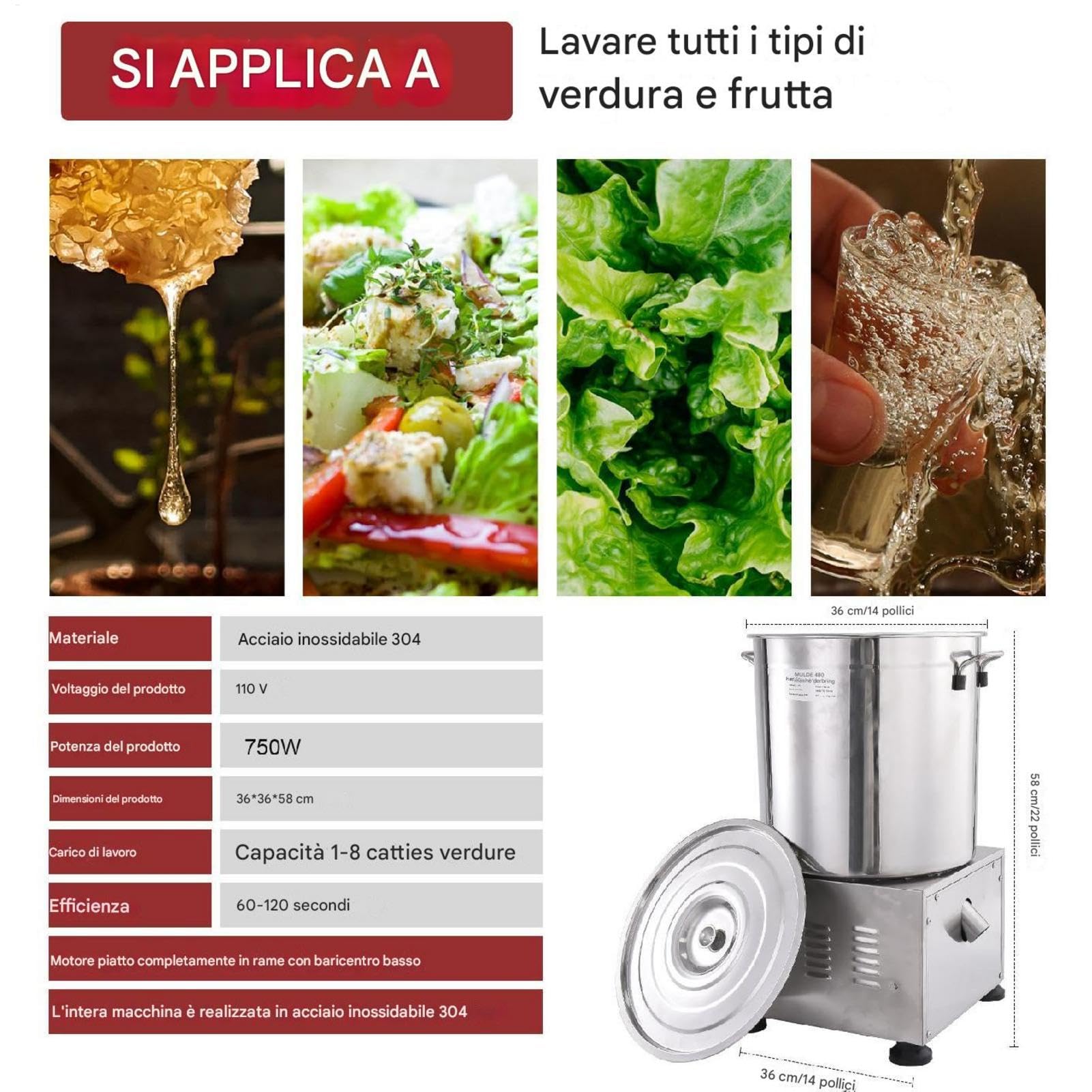 Centrifuga elettrica per Insalata, centrifuga per Verdure Essiccatore per