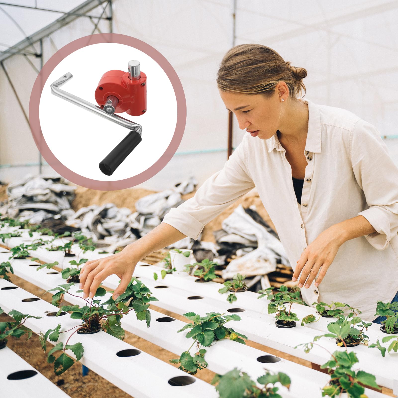 Manivelle de Rechange pour Serrage 2 Pièces – Accessoire Manuel en Plastique pour Rouleaux de Film, Treuil Latéral pour Ventilation Précise, Outil de Jardinage pour Enrouleur