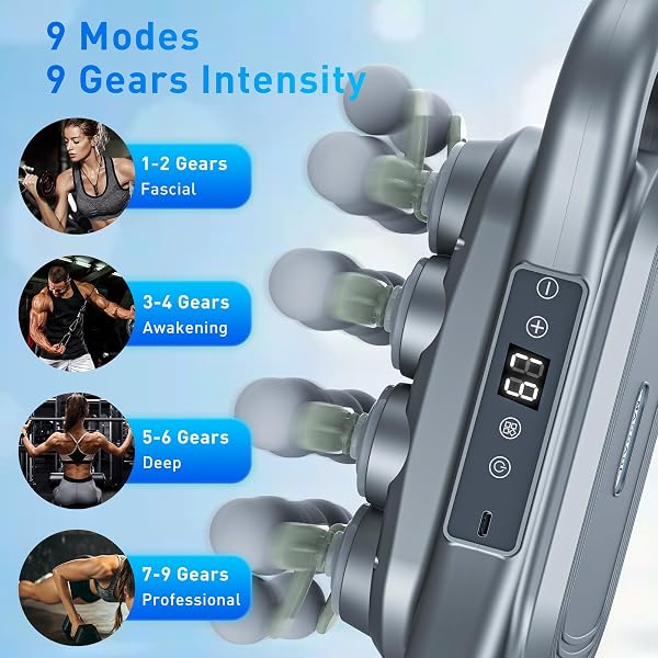 Upgrade 28 Head Massage Gun Set, Handheld Back Massager Gun,9 Speeds Electric Percussion Muscle Body Massager for for Neck, Shoulders, Upper Arms, Buttocks Legs Gifts for Men Women - 4