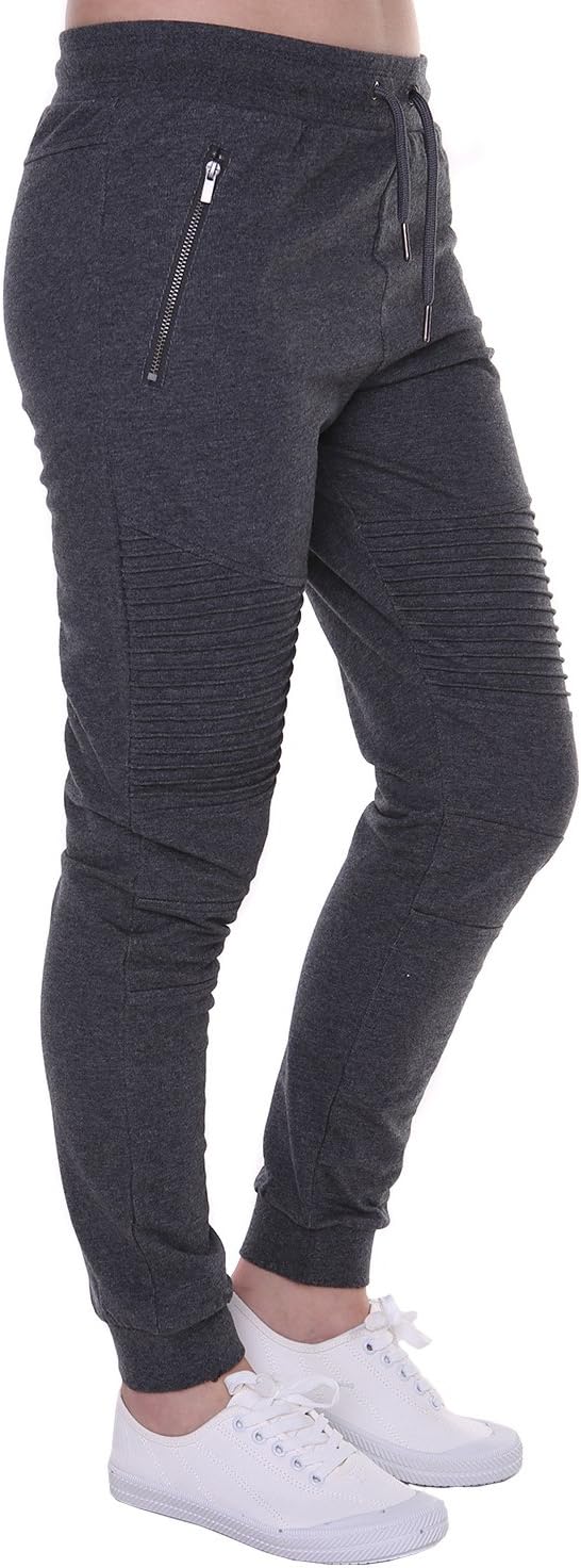 Women's Biker Jogger Pants With Casual Comfortable Slim-Fit Made by Cotton Terry Durable and Fexible For Jogger, Marengo, Medium