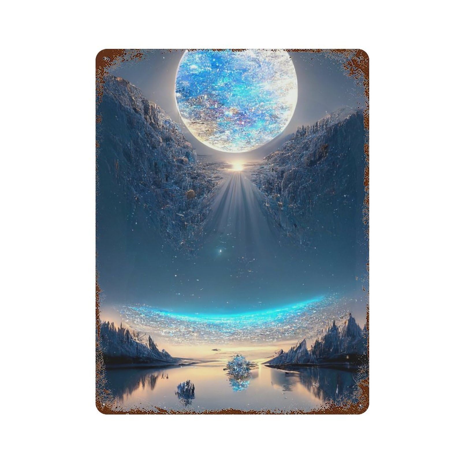 Magical Celestial Reflections Rusty Metal Tin Sign 15.7"x11.8", Old School Wall Decor for Garage, Pub Or Kitchen