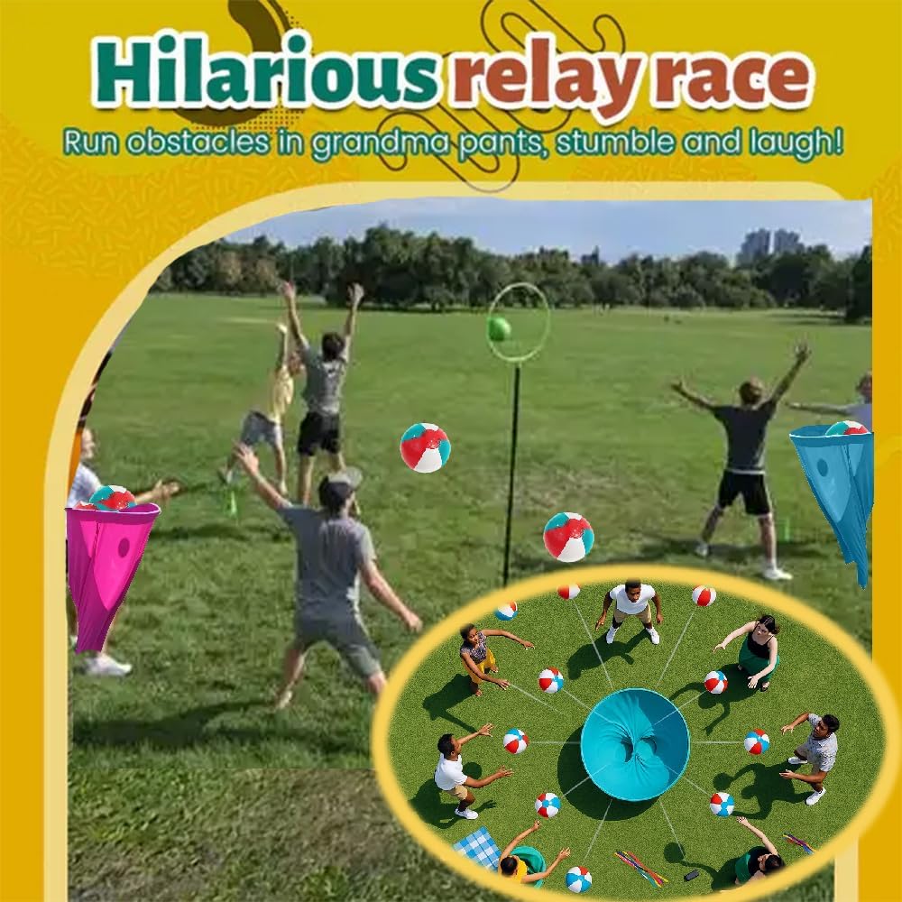 Granny Pants Yard Game, Granny Pants Outdoor Game with 4 Bouncy Balls, Fun Family Reunion & Adult Yard Activity for Groups