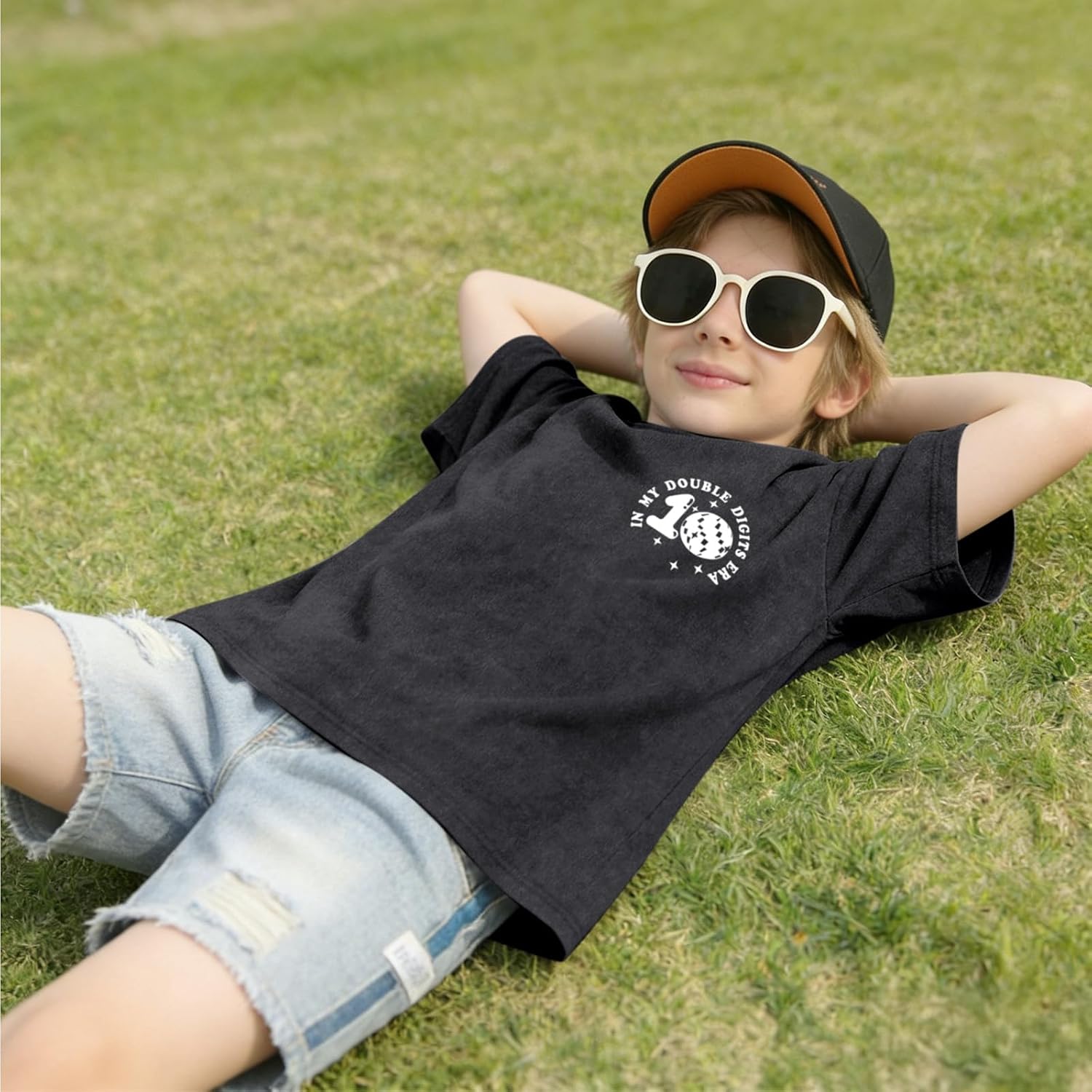Boys in My Double Digits Era Shirt Oversized 10th Birthday Shirt 10 Year Old Boy Gifts Acid Wash Vintage Cotton Tops