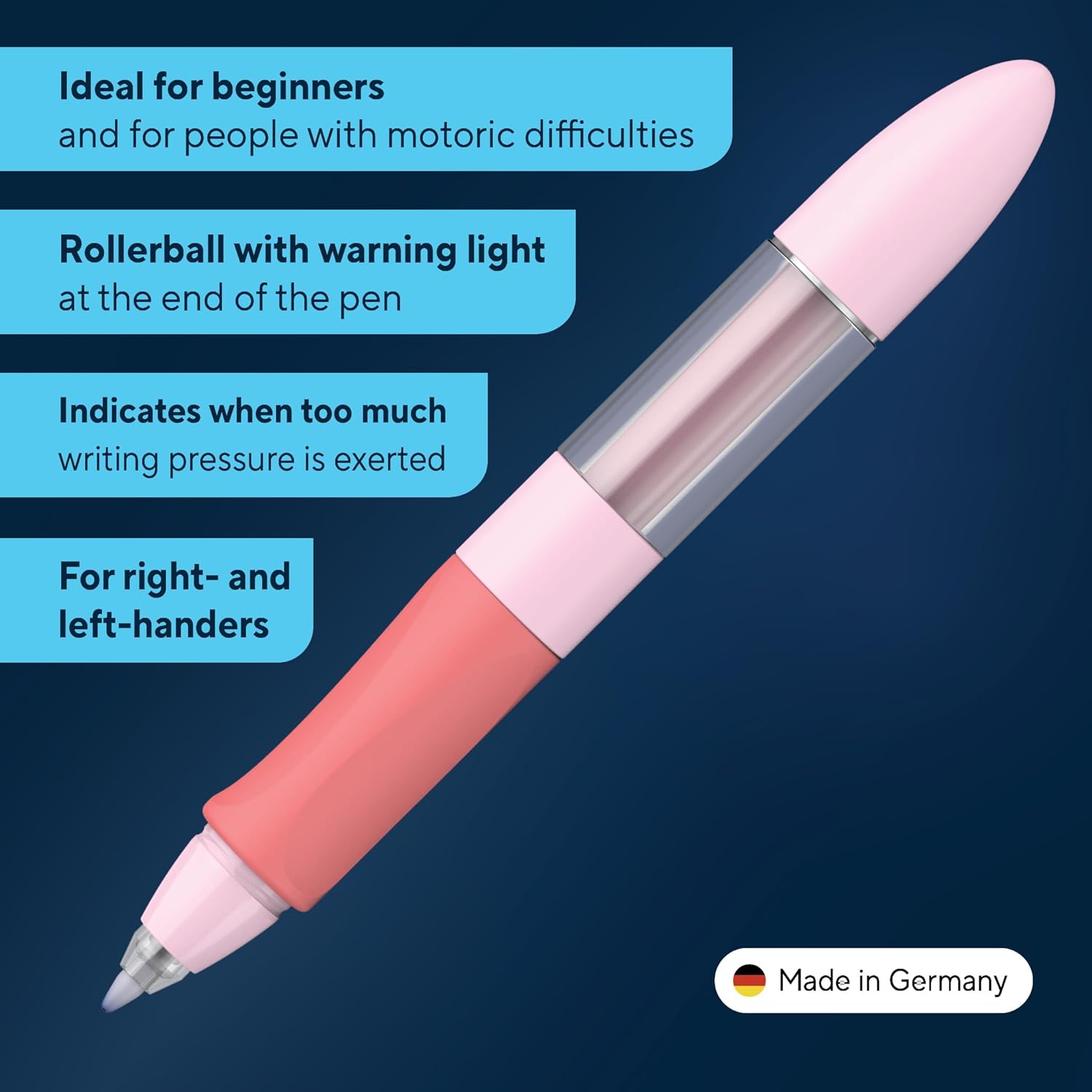 Schneider 188738 Base Senso Rollerball Pen for Beginners to Write - Pink/Red