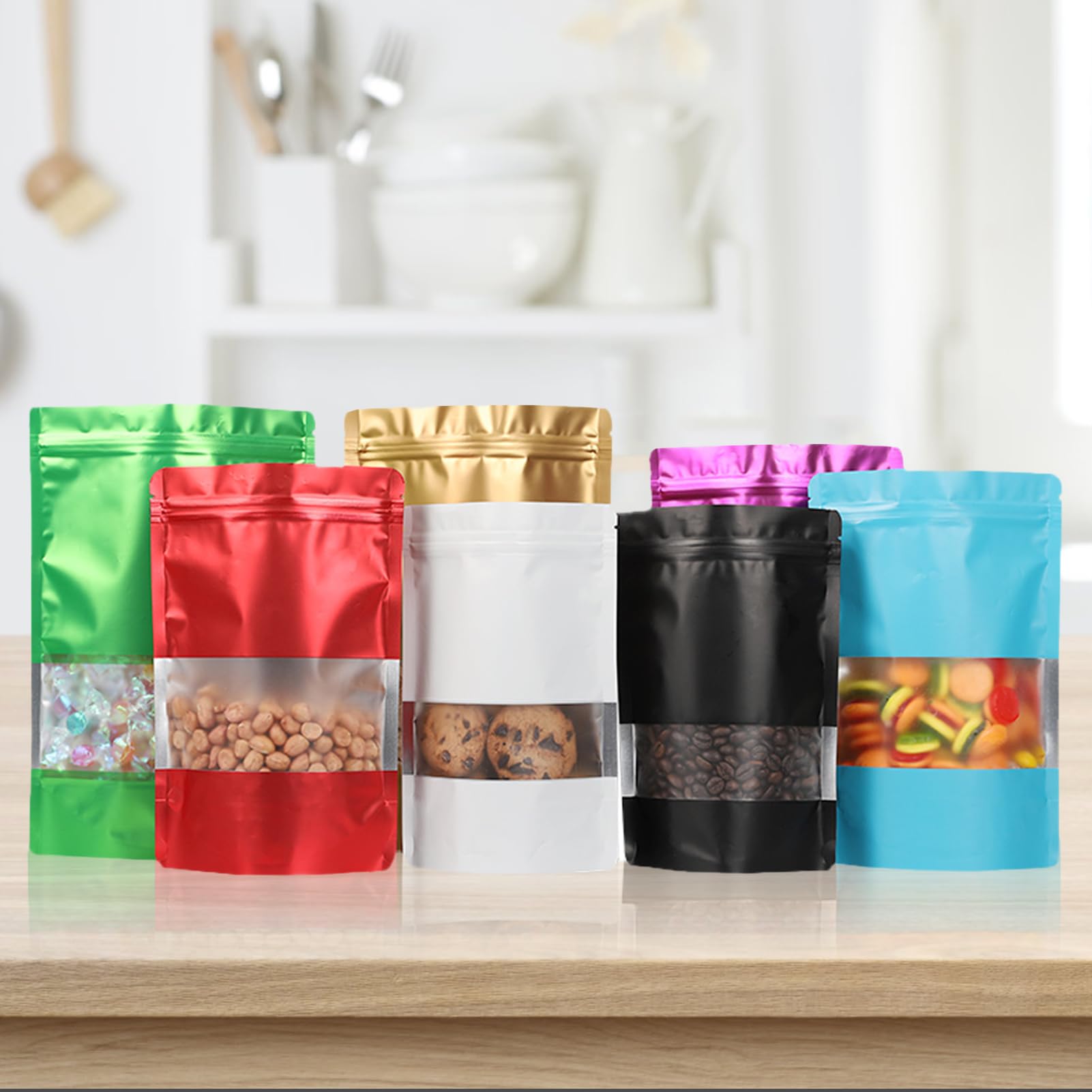 Paquete De 100 Bolsas De Pie Resellables Negras Mate A Prueba De Olores, Bolsas De Embalaje De Aluminio Sellables De 3.5 X 5.1 Pulgadas (3.5 X 5.1 X 1.6 Pulgadas