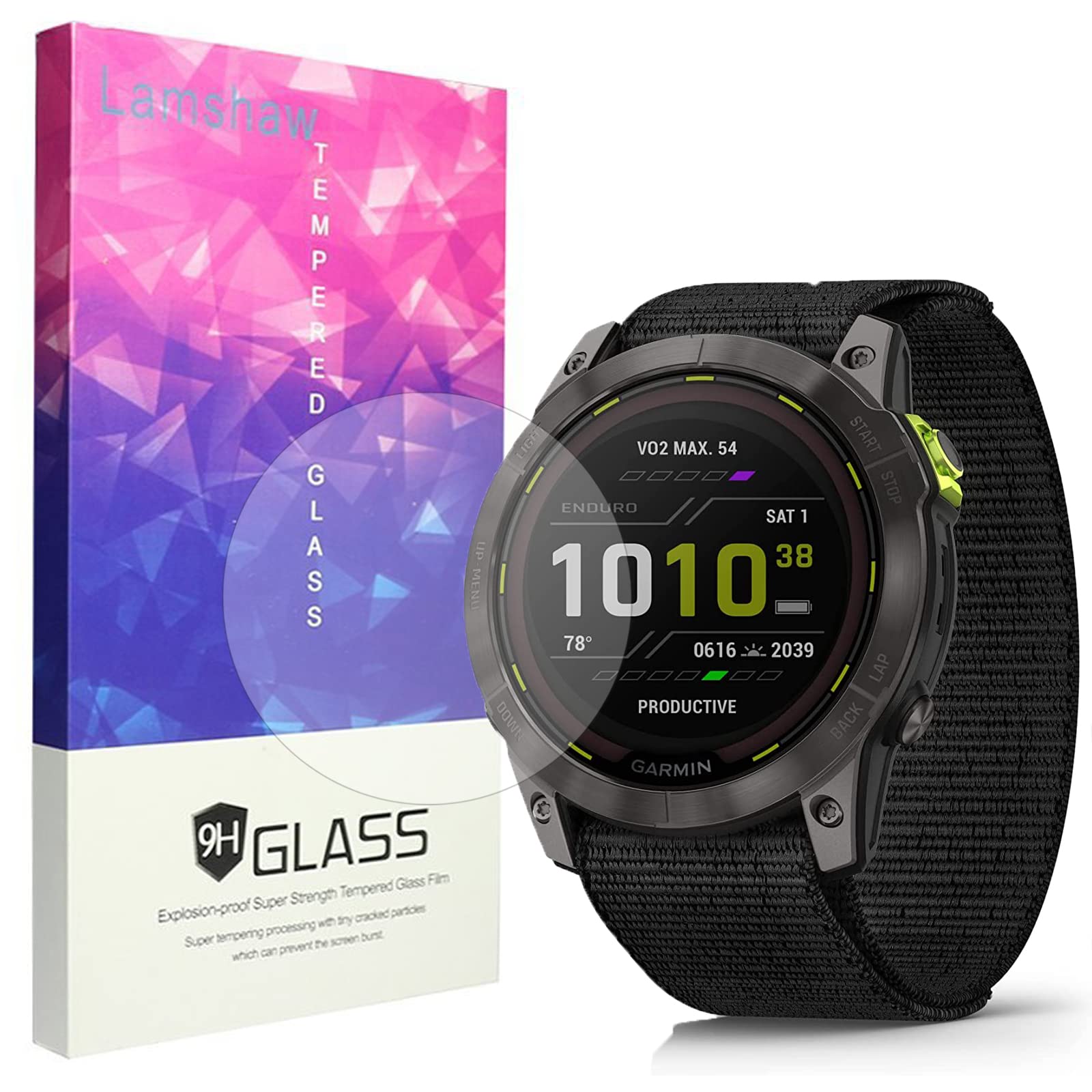LamshawLamshaw Compatible for Garmin Enduro 2 Screen Protector, [3 Pack] 9H Tempered Glass Screen Protector Film Compatible for Garmin Enduro 2 Smartwatch (3 PACK)