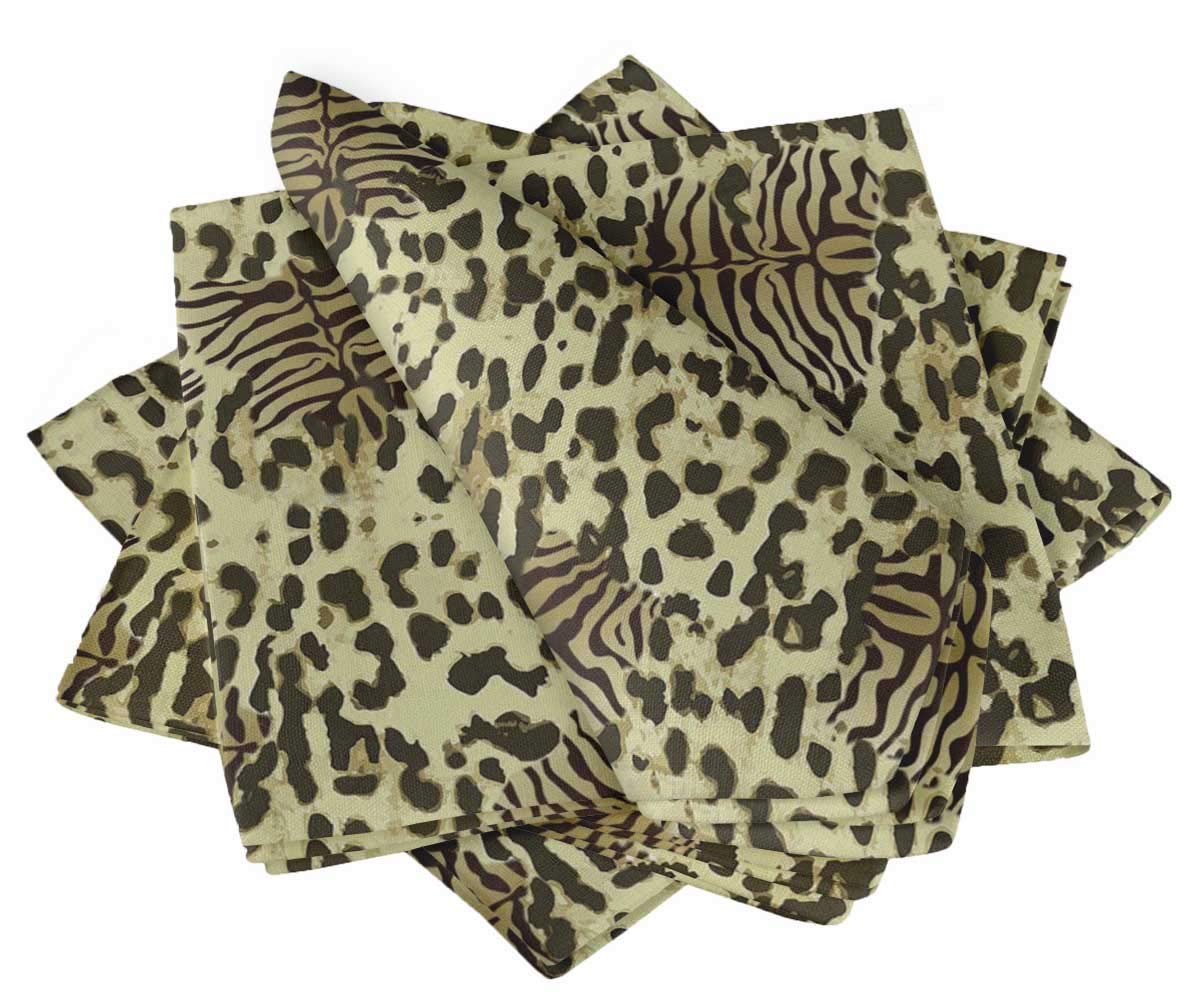 Serviettes en linge tigre et léopard S4Sassy tissu noble paquet de 6