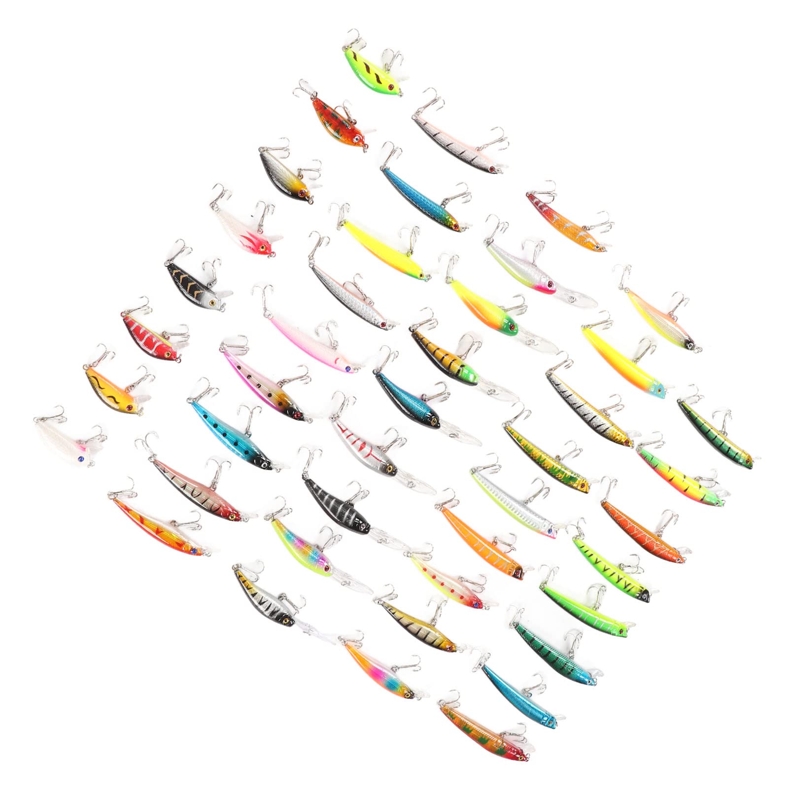 Generic Kit de Leurres de Pêche 43 Pièces, Leurres méné Durables pour la Pêche en Eau Douce et en Eau Salée avec Une Apparence Réaliste