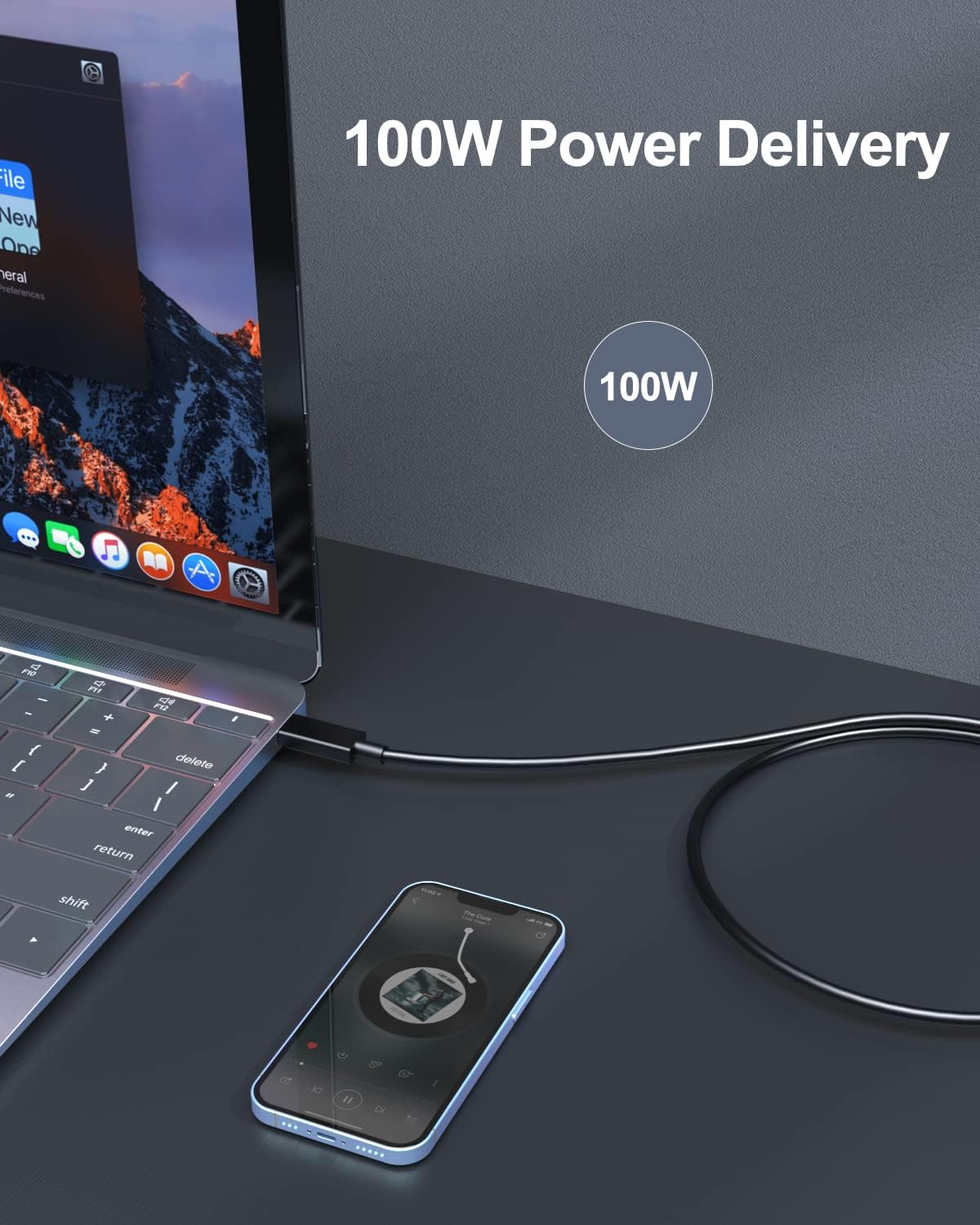 Superer Thunderbolt 4 Cable, 6.6Ft USB 4 Cable Fit for 4K/8K Video Display, 40 Gbps Data Transfer, 100W Charging, Fit for Desktop/Dock/Laptop/Tablet/Phone etc, USB C to USB C Power Cord