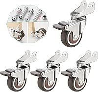 Vista 10 de Ruedas giratorias que se pueden girar boca abajo, ruedas giratorias de goma resistente de 1.5/2 pulgadas, ruedas silenciosas para muebles de cuna