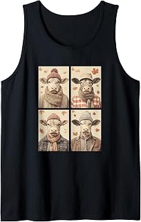 Cute Calves Autumn Leaves Farm Animals Fall Aesthetic Calf Tank Top