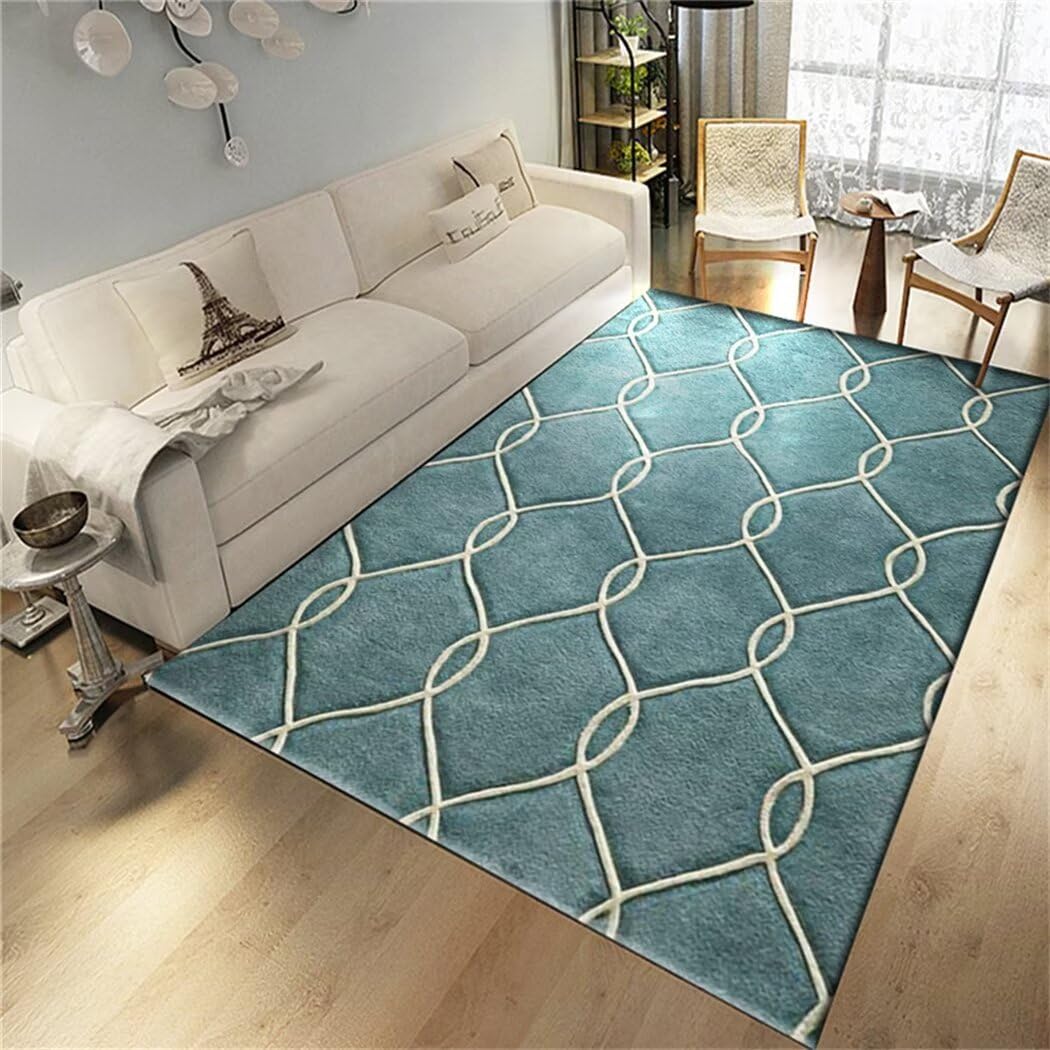 Tapis chambre bébé vert 70x120cm à motif rayé moderne pour salon