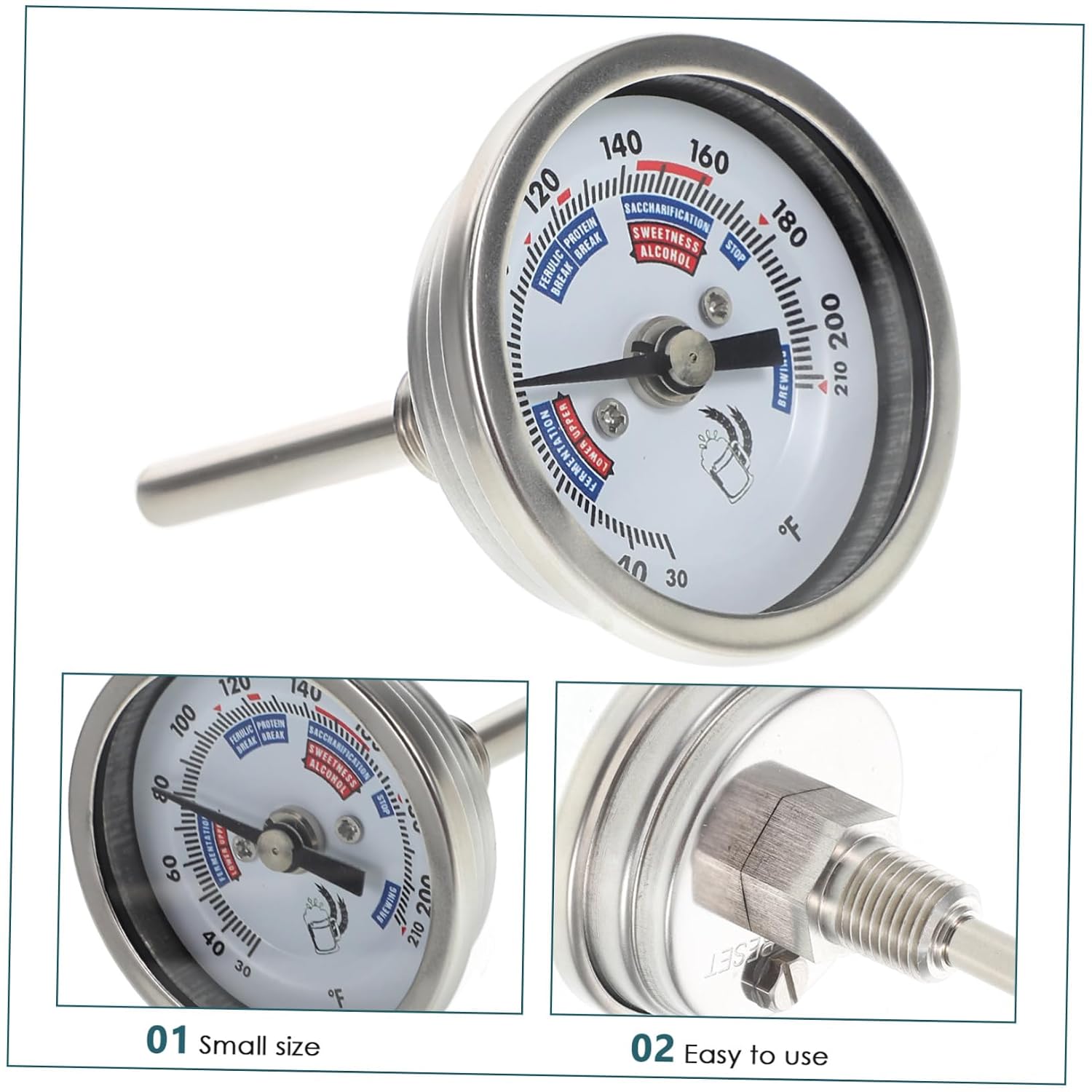 Wine Temperature Gauge for Brewing Optimization Stainless Steel Dial Thermometer for Accurate Wine Monitoring Easy Installation