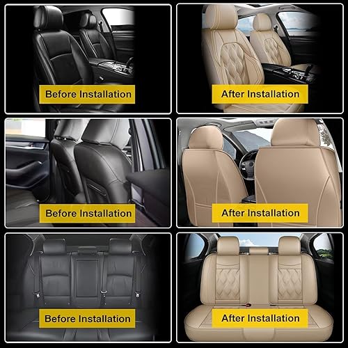 Miniatura 7 de AOMSAZTO Juego completo de fundas de asiento de automóvil de 5 asientos para Mazda 3 2010-2019, protector de cojín de asiento de automóvil,