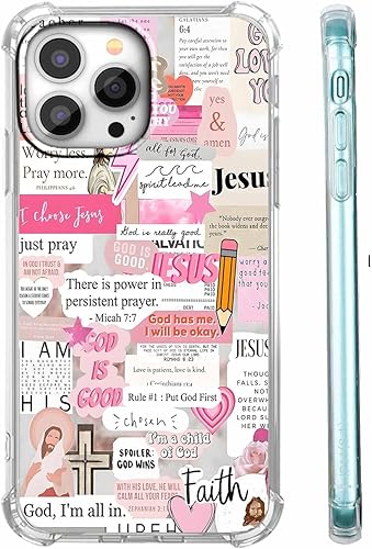 Miniatura 46 de Cubierta de Teléfono con Versículos de la Biblia y Citas Cristianas de Jesús en Collage, Funda Protectora Suave de TPU de Moda para iPhone 16 Pro,