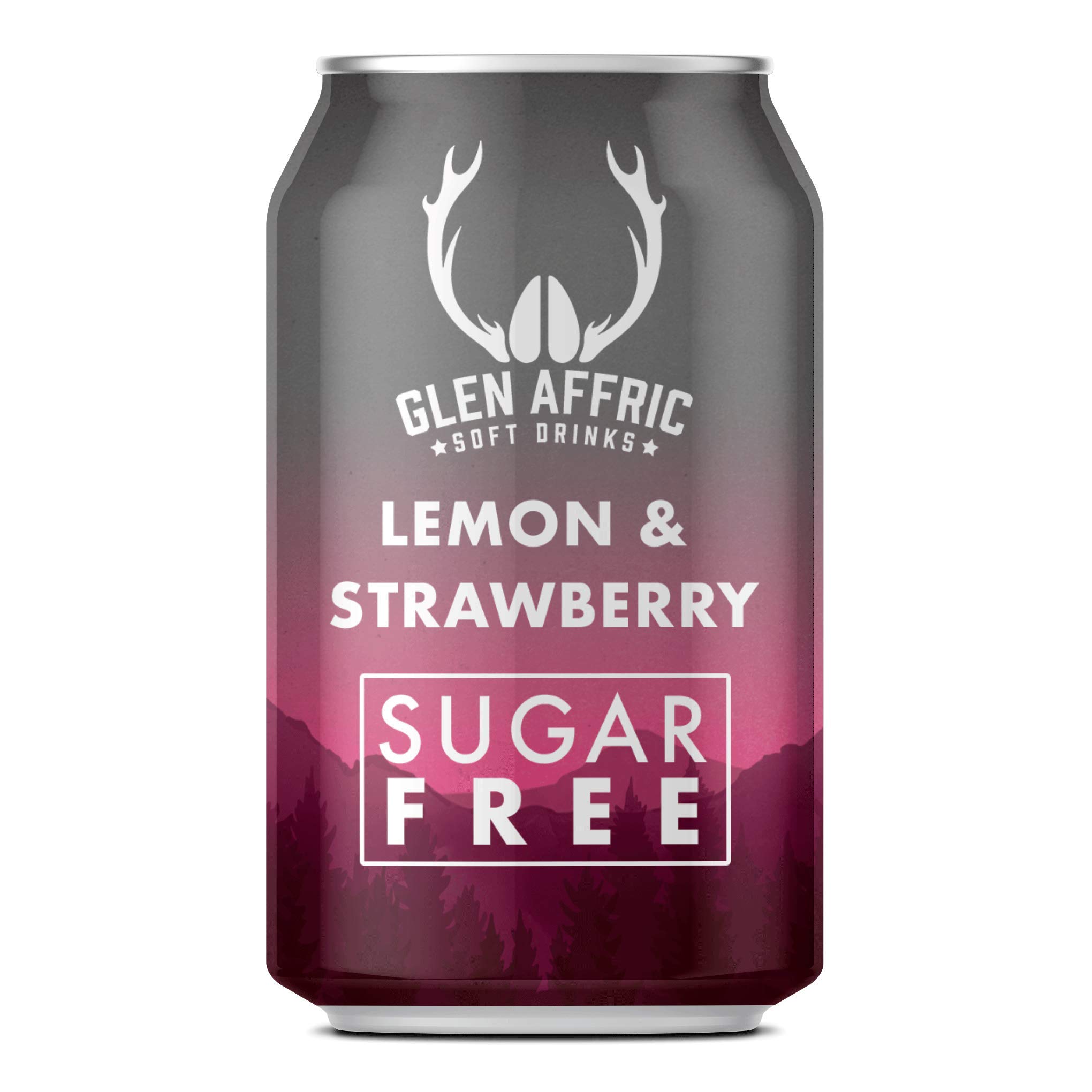 Glen Affric Craft Soda, Non-Alcoholic Sugar Free Fizzy Drink, Only Natural Flavours, Zero Calories, Zero Sugar and Zero Carbs (Lemon & Strawberry, 24 Pack)